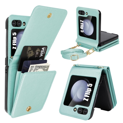 HLD  Samsung Galaxy Z Flip 5 Case \w Card Holder Strap Lanyard, Samsung Z Flip 5 Case Wallet Galaxy Z Flip 5 Wallet Phone Case Crossbody Phone Case