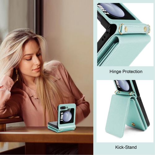 Samsung Galaxy Z Flip 5 Case with Card Holder Strap Lanyard, Samsung Z Flip 5 Case Wallet Galaxy Z Flip 5 Wallet Phone Case Crossbody Phone Case