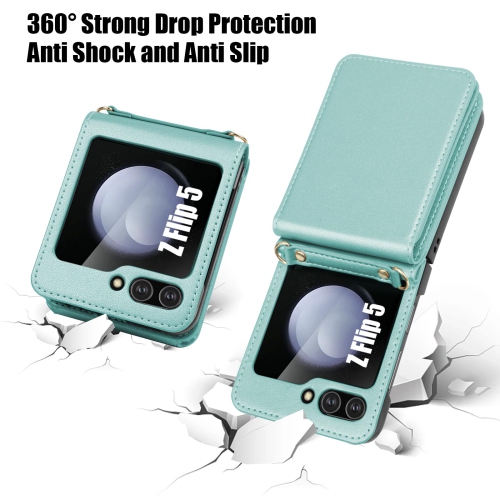 Samsung Galaxy Z Flip 5 Case with Card Holder Strap Lanyard, Samsung Z Flip 5 Case Wallet Galaxy Z Flip 5 Wallet Phone Case Crossbody Phone Case