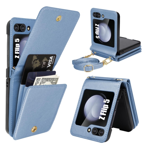 HLD  Samsung Galaxy Z Flip 5 Case \w Card Holder Strap Lanyard, Samsung Z Flip 5 Case Wallet Galaxy Z Flip 5 Wallet Phone Case Crossbody Phone Case
