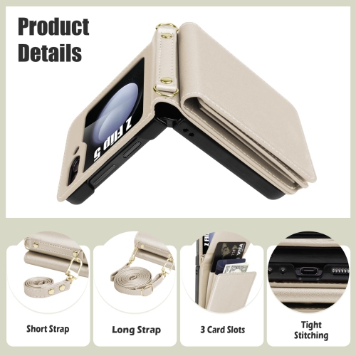 Samsung Galaxy Z Flip 5 Case with Card Holder Strap Lanyard, Samsung Z Flip 5 Case Wallet Galaxy Z Flip 5 Wallet Phone Case Crossbody Phone Case