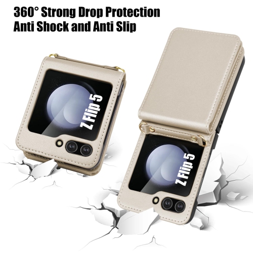 Samsung Galaxy Z Flip 5 Case with Card Holder Strap Lanyard, Samsung Z Flip 5 Case Wallet Galaxy Z Flip 5 Wallet Phone Case Crossbody Phone Case