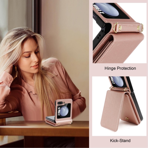 Samsung Galaxy Z Flip 5 Case with Card Holder Strap Lanyard, Samsung Z Flip 5 Case Wallet Galaxy Z Flip 5 Wallet Phone Case Crossbody Phone Case