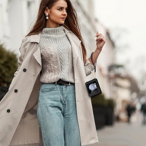 Samsung Galaxy Z Flip 5 Case with Card Holder Strap Lanyard, Samsung Z Flip 5 Case Wallet Galaxy Z Flip 5 Wallet Phone Case Crossbody Phone Case