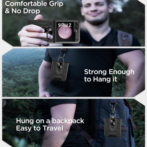 Samsung – Étui pour Galaxy Z Flip 5 avec béquille en anneau, étui antichoc pour support magnétique de voiture Galaxy Z Flip 5 5G, noir