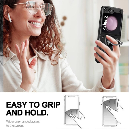 Samsung – Étui pour Galaxy Z Flip 5 avec béquille en anneau, étui antichoc pour support magnétique de voiture Galaxy Z Flip 5 5G, noir