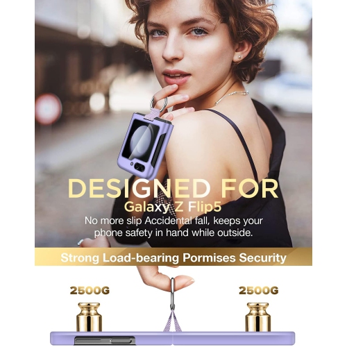 Samsung – Étui pour Galaxy Z Flip 5 avec anneau, étui protecteur mince et ajusté pour femme, étui mignon pour Samsung Galaxy Z Flip 5 5&nbsp;g, violet