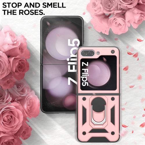 Samsung – Étui pour Galaxy Z Flip 5 avec béquille en anneau, étui antichoc pour support magnétique de voiture Galaxy Z Flip 5 5G, rose doré