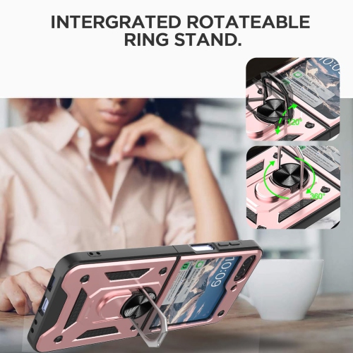 Samsung – Étui pour Galaxy Z Flip 5 avec béquille en anneau, étui antichoc pour support magnétique de voiture Galaxy Z Flip 5 5G, rose doré