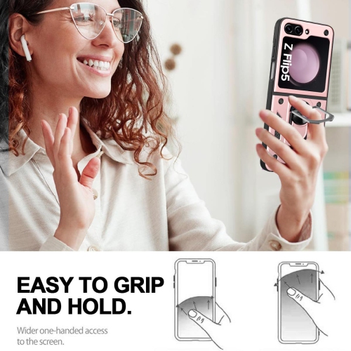 Samsung – Étui pour Galaxy Z Flip 5 avec béquille en anneau, étui antichoc pour support magnétique de voiture Galaxy Z Flip 5 5G, rose doré