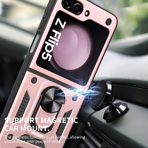 Samsung – Étui pour Galaxy Z Flip 5 avec béquille en anneau, étui antichoc pour support magnétique de voiture Galaxy Z Flip 5 5G, rose doré