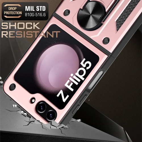 Samsung – Étui pour Galaxy Z Flip 5 avec béquille en anneau, étui antichoc pour support magnétique de voiture Galaxy Z Flip 5 5G, rose doré