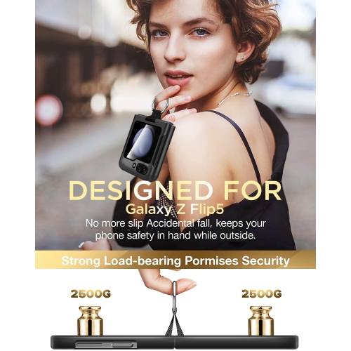 Samsung – Étui pour Galaxy Z Flip 5 avec anneau, étui protecteur mince et ajusté pour femme, étui mignon pour Samsung Galaxy Z Flip 5 5&nbsp;g, noir