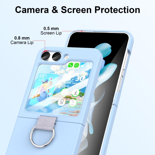 for Samsung Galaxy Z Flip 5 Case with Ring Shockproof Silicone Protective Cover Flip Z 5 Phone Case for Galaxy Z Flip 5 5G 2023 - Blue