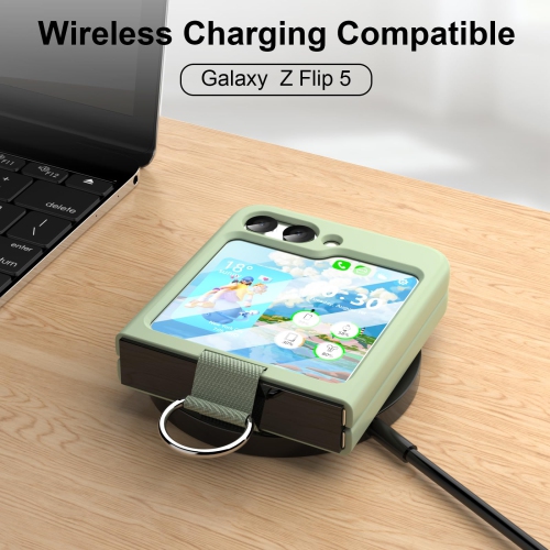 for Samsung Galaxy Z Flip 5 Case with Ring Shockproof Silicone Protective Cover Flip Z 5 Phone Case for Galaxy Z Flip 5 5G 2023 - Green