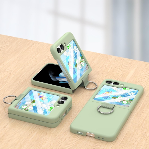 for Samsung Galaxy Z Flip 5 Case with Ring Shockproof Silicone Protective Cover Flip Z 5 Phone Case for Galaxy Z Flip 5 5G 2023 - Green
