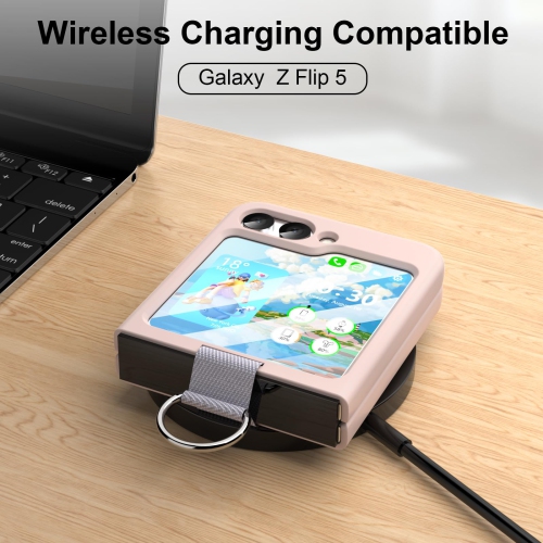 for Samsung Galaxy Z Flip 5 Case with Ring Shockproof Silicone Protective Cover Flip Z 5 Phone Case for Galaxy Z Flip 5 5G 2023 - Pink