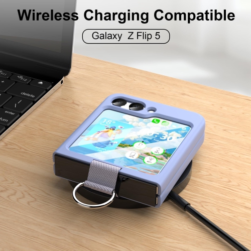 for Samsung Galaxy Z Flip 5 Case with Ring Shockproof Silicone Protective Cover Flip Z 5 Phone Case for Galaxy Z Flip 5 5G 2023 - Purple