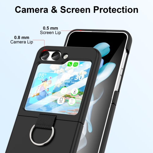 for Samsung Galaxy Z Flip 5 Case with Ring Shockproof Silicone Protective Cover Flip Z 5 Phone Case for Galaxy Z Flip 5 5G 2023 - Black