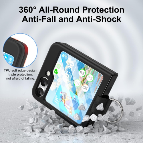 for Samsung Galaxy Z Flip 5 Case with Ring Shockproof Silicone Protective Cover Flip Z 5 Phone Case for Galaxy Z Flip 5 5G 2023 - Black