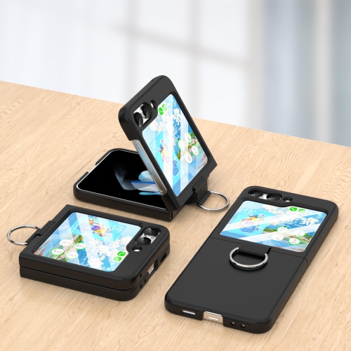 for Samsung Galaxy Z Flip 5 Case with Ring Shockproof Silicone Protective Cover Flip Z 5 Phone Case for Galaxy Z Flip 5 5G 2023 - Black