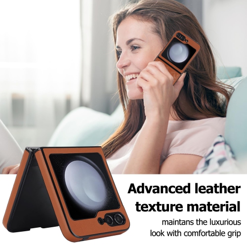 Samsung Galaxy Z Flip 5 Case, Samsung Z Flip 5 Case Cute Aesthetic Leather Case for Women Men Diamond-Shaped Pattern Shockproof Protective Bumper