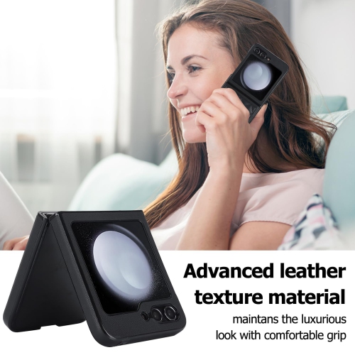 Samsung Galaxy Z Flip 5 Case, Samsung Z Flip 5 Case Cute Aesthetic Leather Case for Women Men Diamond-Shaped Pattern Shockproof Protective Bumper