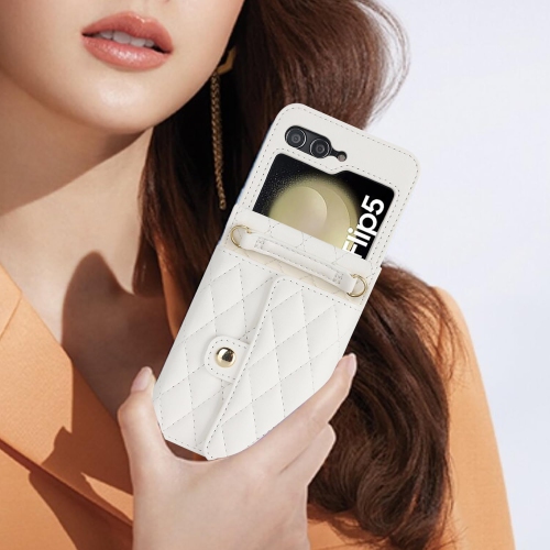 Samsung – Étui pour Galaxy Z Flip 5, étui pour téléphone portefeuille en cuir mignon avec porte-carte à bandoulière pour femme, dragonne, étui de