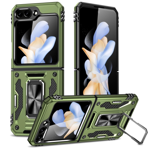 Z Flip 5 Case Shockproof Flip Z 5 Phone Case with 360°Rotate Magnetic Ring Stand for Samsung Galaxy Z Flip 5 5G 2023 - Green