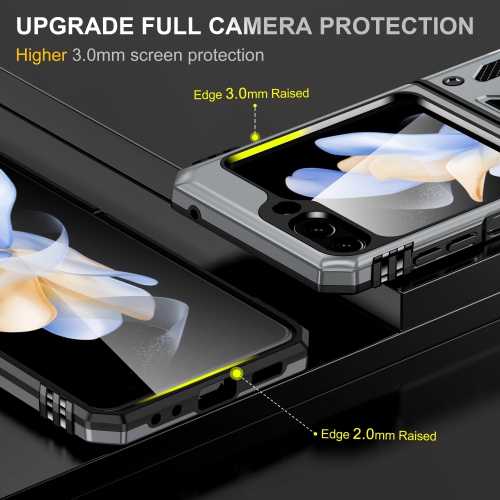 Z Flip 5 Case Shockproof Flip Z 5 Phone Case with 360°Rotate Magnetic Ring Stand for Samsung Galaxy Z Flip 5 5G 2023 - Grey