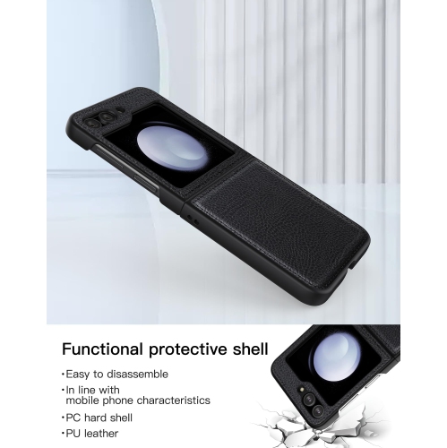 Pour Samsung Galaxy Z Flip 5 étui en cuir, anti-chute, anti-choc, texture antidérapante, TPU et pu cuir, simple Cell Phong Cover pour Galaxy Z Flip 5