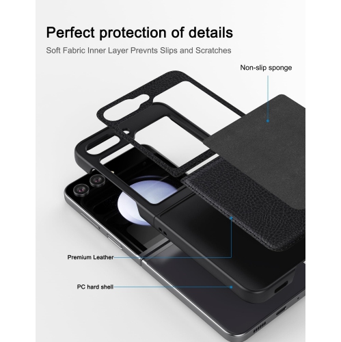 Pour Samsung Galaxy Z Flip 5 étui en cuir, anti-chute, anti-choc, texture antidérapante, TPU et pu cuir, simple Cell Phong Cover pour Galaxy Z Flip 5