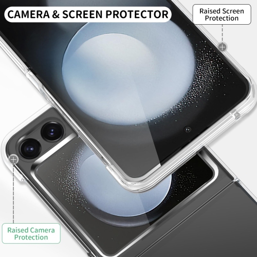 Samsung Galaxy Z Flip 5 Case Crystal Clear Anti-Yellowing Shock-Absorption Scratch Resistant Premium Acrylic Full Protective Case for Samsung Galaxy