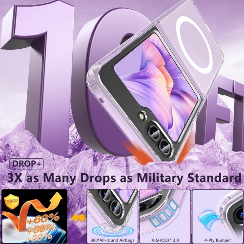 Étui pour Galaxy Z Flip 5 de Samsung avec MagSafe, étui antichoc en polycarbonate rigide Z Flip 5 de Samsung avec TPUR souple, étui protecteur