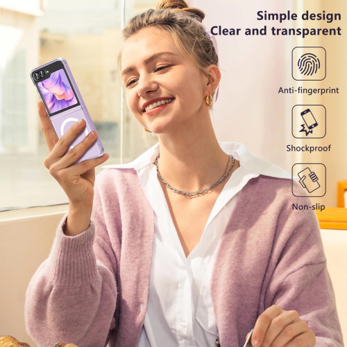 Étui pour Galaxy Z Flip 5 de Samsung avec MagSafe, étui antichoc en polycarbonate rigide Z Flip 5 de Samsung avec TPUR souple, étui protecteur
