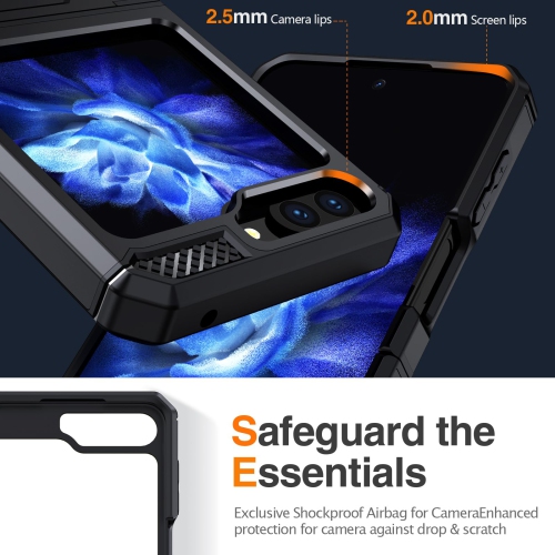 Étui pour Galaxy Z Flip 5 de Samsung, étui protecteur antichoc double couche durable en TPUR et en polycarbonate de qualité militaire avec béquille