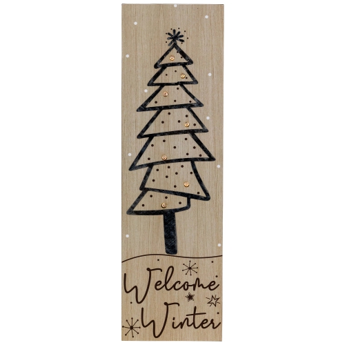 Affiche murale rectangulaire en bois « Welcome Winter », arbre de Noël – 15,75 po