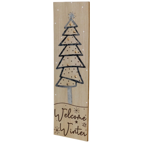Rectangular "Welcome Winter" Christmas Tree Wooden Wall Sign - 15.75"