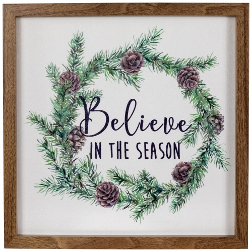 Affiche murale de Noël en bois « Believe in the Season » - 11,75 po