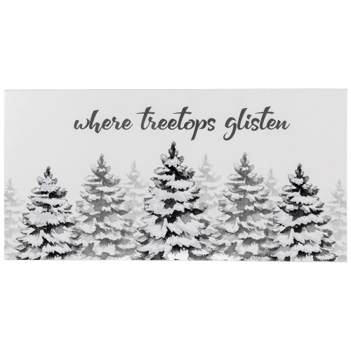 NORTHLIGHT  Flocked Christmas Tree "where Treetops Glisten" Wall Art Decoration - 19.75"
