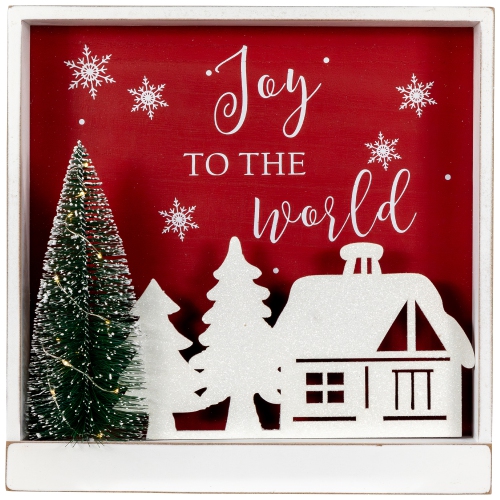 NORTHLIGHT  11.75" Lighted Joy to The World Wooden Christmas Wall Decoration