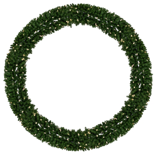 NORTHLIGHT  Pre-Lit Giant Commercial Pine Wreath - 12' - Led C9 Warm Lights In White