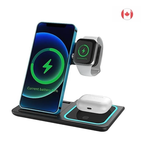 3-in-1 Wireless iPhone Charger Foldable Charging Station for iPhone 16/15/14/13/12/11 Apple Watch & AirPods | Fast 15 watt Charger Charging Dock