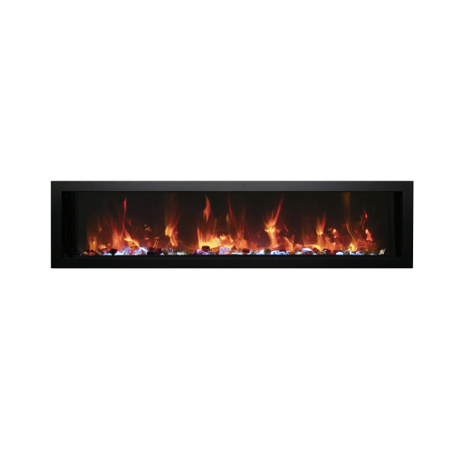 AMANTII  " Symmetry 42"" Sym-42-Oob-2 Electric Fireplace –Refurbished(Excellent)- Clean Face, Built-In With Log And Glass, & Steel Surround" In Black