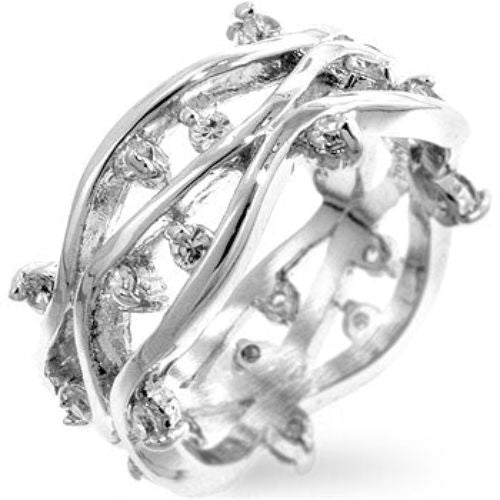 JGI  Rhodium Plated Zircon Vines Ring In Multicolor