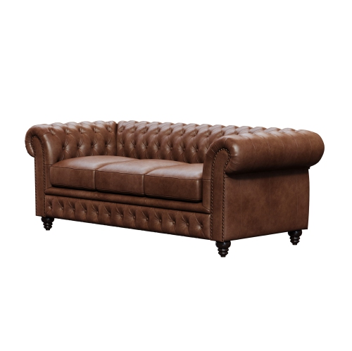 VALENCIA  Parma Full-Aniline Leather Chesterfield 82" Sofa