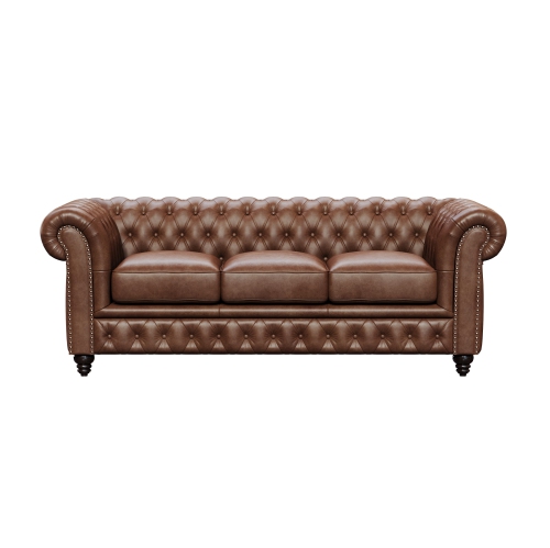 Valencia Parma Full-Aniline Leather Chesterfield 82" Sofa