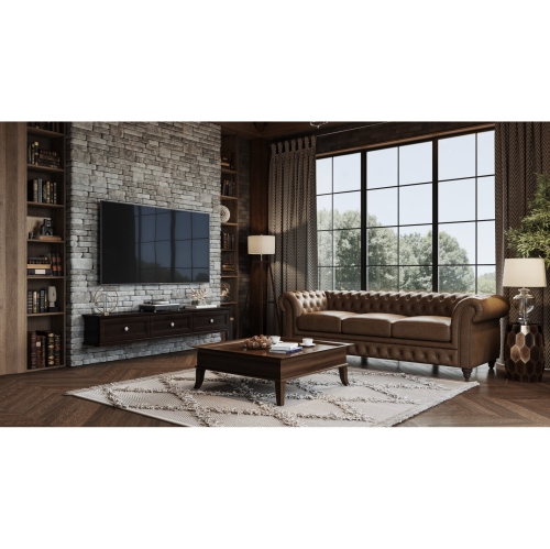 Valencia Parma Full-Aniline Leather Chesterfield 82" Sofa