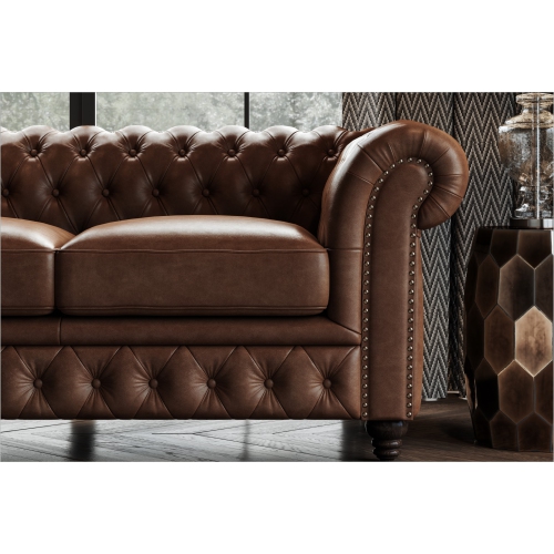 Valencia Parma Full-Aniline Leather Chesterfield 82" Sofa