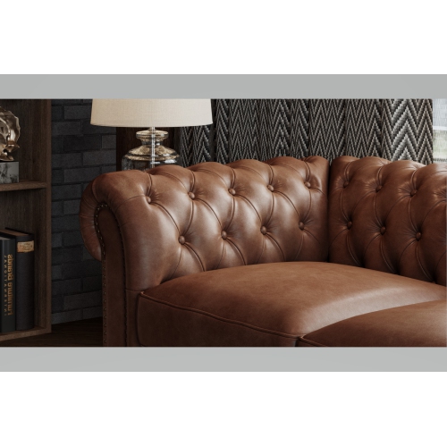 Valencia Parma Full-Aniline Leather Chesterfield 82" Sofa